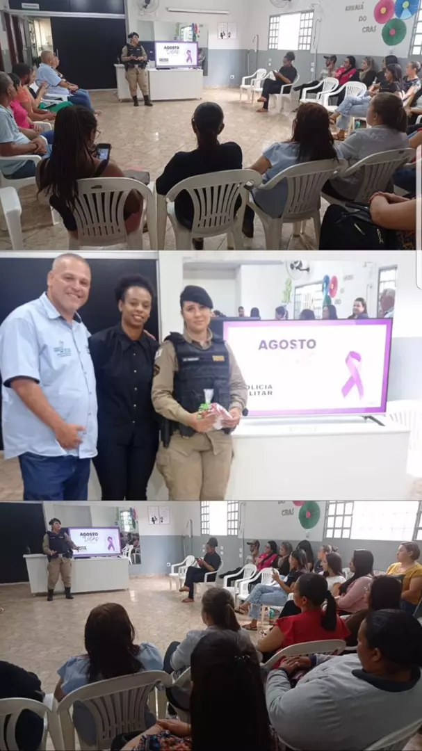 Polícia Militar realiza palestra  para conscientizar as pessoas da importância do tema e denunciar situações de violência contra a mulher.